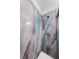 Close up of modern shower with blue accent panel and sleek hardware at 8184 49Th N Ave, St Petersburg, FL 33709