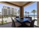 Enjoy ocean views from this private balcony, complete with a table and seating for outdoor dining at 11 Baymont St # 505, Clearwater Beach, FL 33767