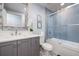 Charming bathroom featuring tub/shower combo, vanity and modern fixtures at 11 Baymont St # 505, Clearwater Beach, FL 33767