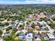 An expansive aerial view displays a neighborhood with tree-lined streets and various residential properties at 13186 Linden Place Dr, Seminole, FL 33776