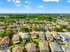 Aerial view of neighborhood homes surrounded by trees, offering a picturesque suburban setting at 17509 Queensland St, Land O Lakes, FL 34638