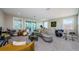 Open floor plan living space with multiple windows, comfortable seating, and high ceilings at 29038 Picana Ln, Wesley Chapel, FL 33543