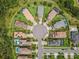 Aerial view of the neighborhood's cul-de-sac with well-maintained homes and landscaping at 30326 Ceasar Park Dr, Wesley Chapel, FL 33543