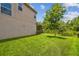 Expansive backyard with lush green grass, mature tree, and black metal fence, perfect for outdoor enjoyment at 30326 Ceasar Park Dr, Wesley Chapel, FL 33543