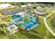 Aerial view of the playground with climbing structures, slides, and shaded areas for to play and explore at 4114 Pinelake Ln # 202, Tampa, FL 33618