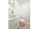 Modern half-bath with vanity, vessel sink, updated fixtures, and a sleek, minimalist design at 5102 Peacock, Holiday, FL 34690