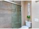 Bathroom featuring glass door shower, a toilet, and a seahorse decoration on the wall at 5340 Cobblestone Ct, Wesley Chapel, FL 33543
