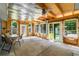 Future sunroom with exposed beams and large windows overlooking the backyard at 5346 Black Pine Dr, Tampa, FL 33624