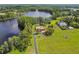 Expansive waterfront property with a private lake, lush greenery, and beautiful single Gathering homes at 820 Newberger Rd, Lutz, FL 33549