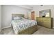Inviting bedroom with a queen bed, dresser, and calming neutral tones throughout at 31111 Bridgegate Dr, Wesley Chapel, FL 33545