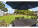 Spacious backyard featuring a well-maintained lawn, a charming patio set, and ample space for outdoor activities at 2306 Cheryl Rd, Largo, FL 33771