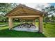 Exterior image of a covered picnic pavilion with several picnic tables in a grassy park area at 3150 San Jose St, Clearwater, FL 33759