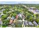 Aerial view of a neighborhood showcasing tree-lined streets, well-maintained homes, and the city skyline in the distance at 111 E Jean St, Tampa, FL 33604