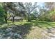 Backyard featuring a swing set and mature trees, creating a perfect space for relaxation and play at 11307 Sandpine Rd, Riverview, FL 33569