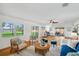 Bright living room featuring waterfront views, stylish furniture, and open layout, perfect for relaxing at 21906 Shamu Dr, Land O Lakes, FL 34639