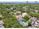 Aerial view of a neighborhood surrounded by lush trees with city and water views at 2604 W Jetton Ave, Tampa, FL 33629