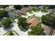 An aerial view showcasing a neatly arranged residential neighborhood with well-kept lawns and mature trees at 28826 Windover St, Wesley Chapel, FL 33545