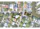 Aerial view of neighborhood offers easy access to the water and mature trees throughout the neighborhood at 4173 85Th N St, St Petersburg, FL 33709