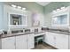 Bathroom with dual sinks, decorative wall art, and ample counter space at 511 Winterside Dr, Apollo Beach, FL 33572