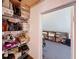 Walk-in closet and storage space with organized shelving at 7206 Timber Ct, Tampa, FL 33625
