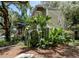 Exterior view of a light green two-story home with lush landscaping and mature trees at 945 Hamilton Ct, Palm Harbor, FL 34683