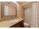 Bathroom featuring a granite vanity and a shower with a curtain at 10053 W Bay St, Seminole, FL 33776