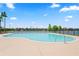 Large outdoor swimming pool with lakeside views and palm trees for a resort-style living experience at 10520 White Lake Ct # 10520, Tampa, FL 33626