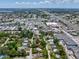An aerial view of a home in a residential neighborhood near a highway with commercial businesses at 1843 Berg Rd, Holiday, FL 34690