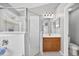 Bathroom offers a shower, single vanity, and toilet with tile floors at 2527 Butterfly Landing Dr, Land O Lakes, FL 34638