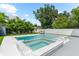 Backyard pool and hot tub surrounded by lush landscaping at 2707 Ridgewood Ave, Tampa, FL 33602