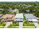 An aerial view showcasing the home's well-maintained landscaping, modern architecture, and serene neighborhood setting at 4109 W Inman Ave, Tampa, FL 33609