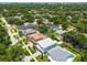 An aerial view shows lush landscaping, well-manicured lawns, and a serene neighborhood with mature trees and diverse home styles at 4109 W Inman Ave, Tampa, FL 33609
