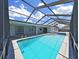 Beautiful screened-in pool area with a spacious patio, and spa, perfect for outdoor entertaining and relaxation at 4652 Swallowtail Dr, New Port Richey, FL 34653