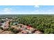 Aerial view of townhomes near the lake and forest, with red tile roofs at 4920 Anniston Cir, Tampa, FL 33647