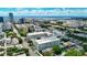 Aerial view of the city, showcasing the community's location, nearby buildings, and proximity to the ocean at 644 3Rd S Ave # 402, St Petersburg, FL 33701