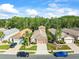 Aerial view of a residential neighborhood featuring well-maintained homes and lush landscaping, showcasing community appeal at 7606 Berna Ln, Land O Lakes, FL 34637