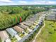 Features an aerial view of the neighborhood with golf course and mature trees at 7606 Berna Ln, Land O Lakes, FL 34637