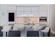 Modern kitchen featuring sleek white cabinets, stainless steel appliances, and bar stool seating at 827 Placido Ne Way, St Petersburg, FL 33704