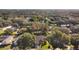 An aerial view of a cozy single Gathering home nestled among mature trees in a verdant neighborhood at 852 Village Way, Palm Harbor, FL 34683