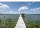 View down the dock to the covered boat lift on the lake at 11313 Knights Griffin Rd, Thonotosassa, FL 33592