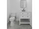 Modern bathroom with marble-look tile flooring, white vanity, and black hardware at 1213 E Lemon St, Tarpon Springs, FL 34689