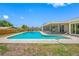 Backyard view featuring a large pool, screened-in patio, and fenced-in yard at 12879 112Th St, Largo, FL 33778