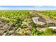 Wide aerial view of a residential community with mature trees, close to shops and major throughways at 1667 E Orangeside Rd, Palm Harbor, FL 34683