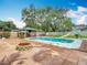 A beautiful backyard with a pool and an outdoor firepit perfect for outdoor entertaining at 4002 Hudson Ter, Tampa, FL 33618