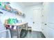 Well-organized laundry room with shelving, modern washer and dryer, plus convenient storage space at 4122 Natural Vista Ct, New Port Richey, FL 34655
