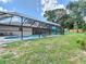 Large screened pool area and spacious backyard, perfect for enjoying outdoor activities and entertaining at 7511 Laurel Oak Ct, Port Richey, FL 34668