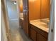 Bathroom with double sink vanity and tile flooring at 1008 Arista Blvd, Valrico, FL 33594