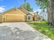 Inviting single Gathering home featuring a two-car garage and well-maintained lawn and landscaping at 10206 Evening Trail Dr, Riverview, FL 33569