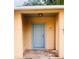 Home's front door with covered porch and neutral exterior at 11022 Connacht Way, Tampa, FL 33610