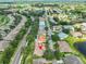 An aerial shot showcases the property's location within a community featuring golf courses and lakes at 1112 Mcdaniel St # 78, Sun City Center, FL 33573
